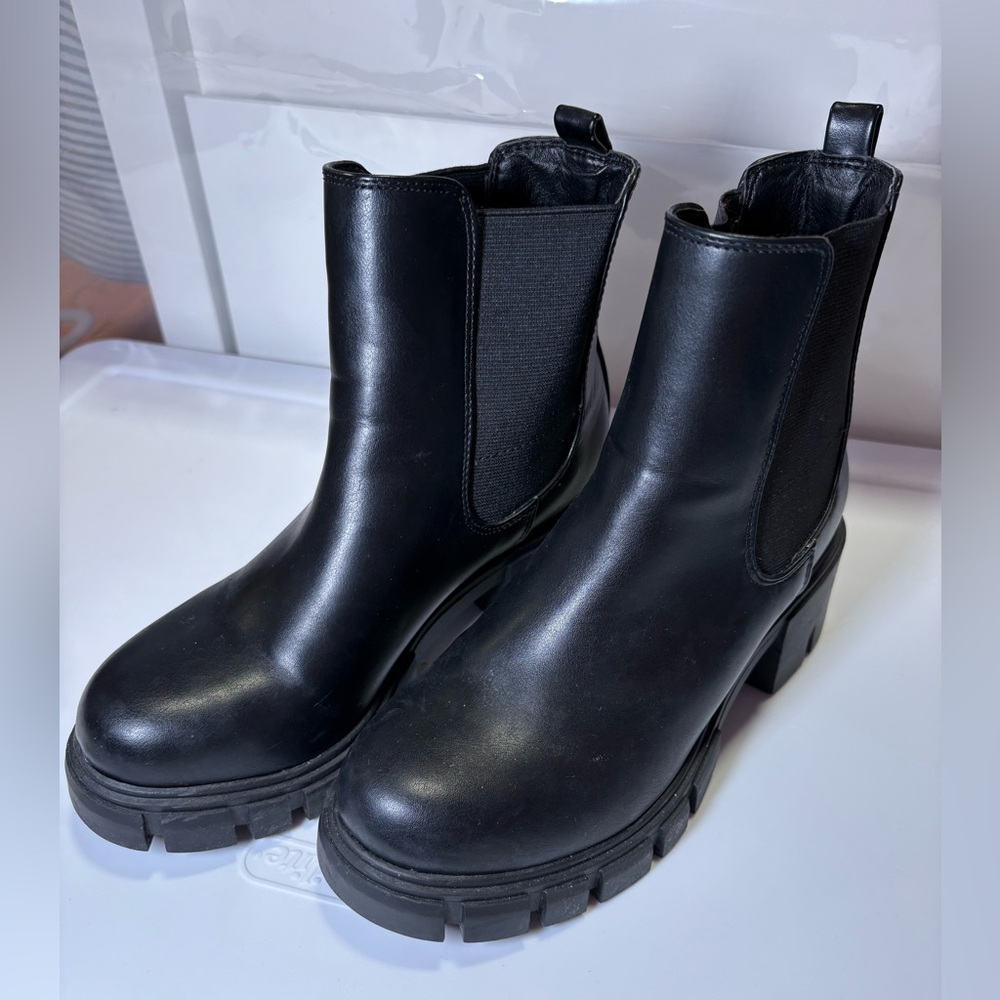 Black Leather Ankle Boots